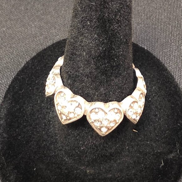 Vintage Sterling Silver Hearts 925 Band Ring Size 7 love - Picture 2 of 8